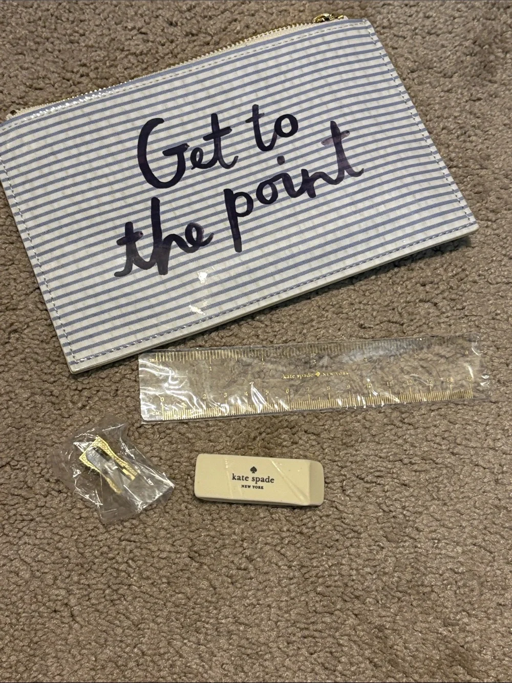 Kate Spade Striped 'Get to the Point' Zipper Pouch - Blue